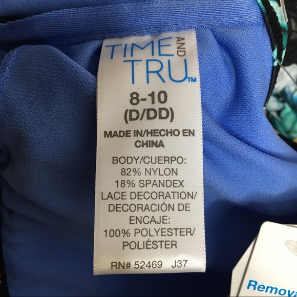 Time & Tru Floral Off the Shoulder Bikini Top Size 8-10 - Picture 9 of 9